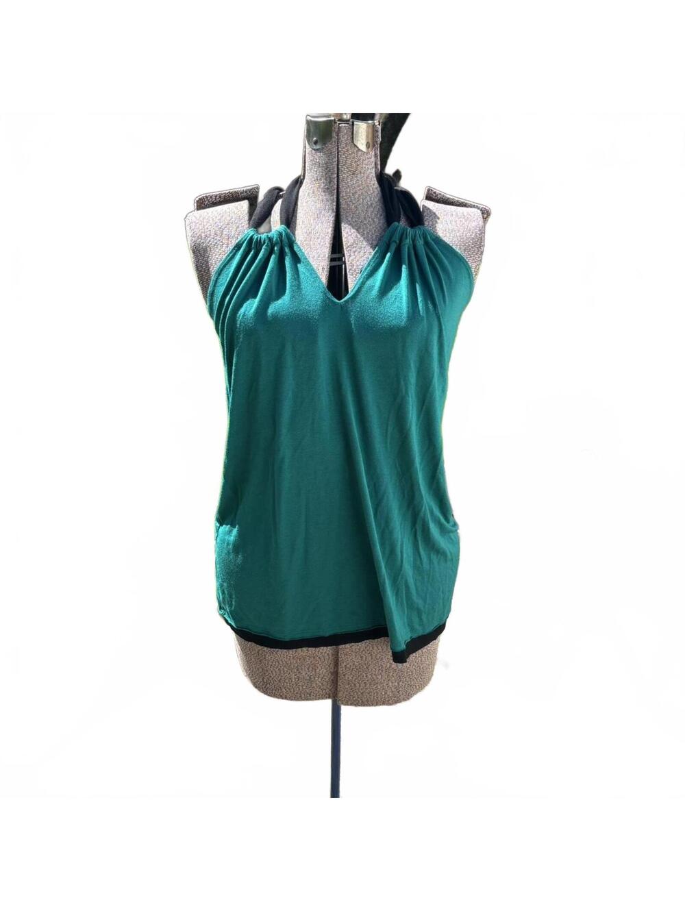 Aqua Women's Green and Black halter top